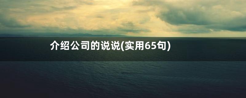 介绍公司的说说(实用65句)